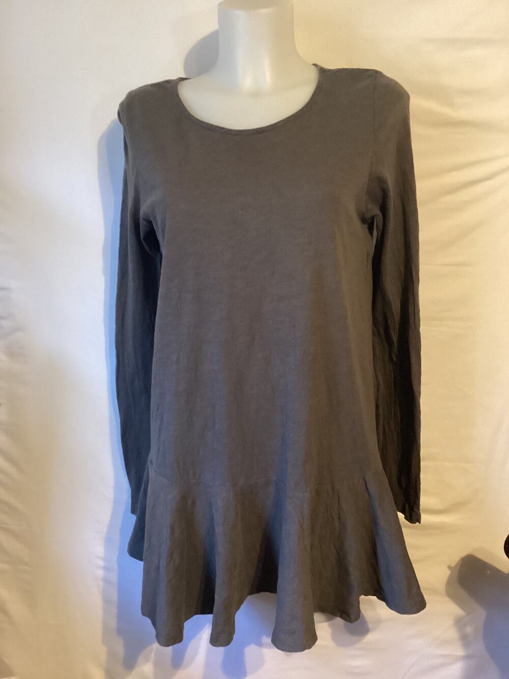 2662 Wishlist Women Ruffle Bottom Long Sleeve Tshirt Dress Green Size Large